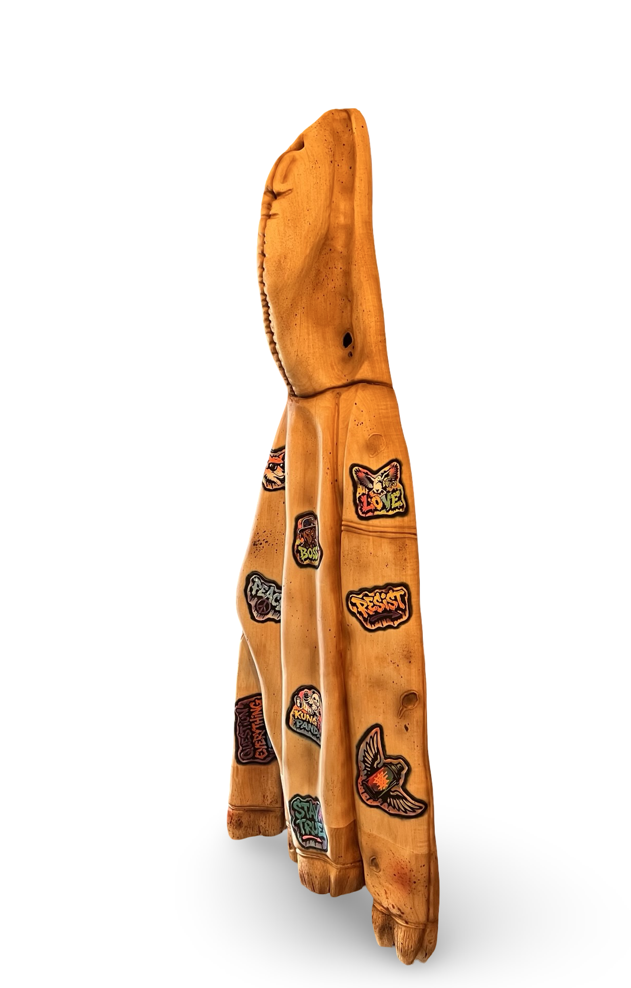 Wood Carved Hoodies - Basswood, Leather Paints, Danish Oil