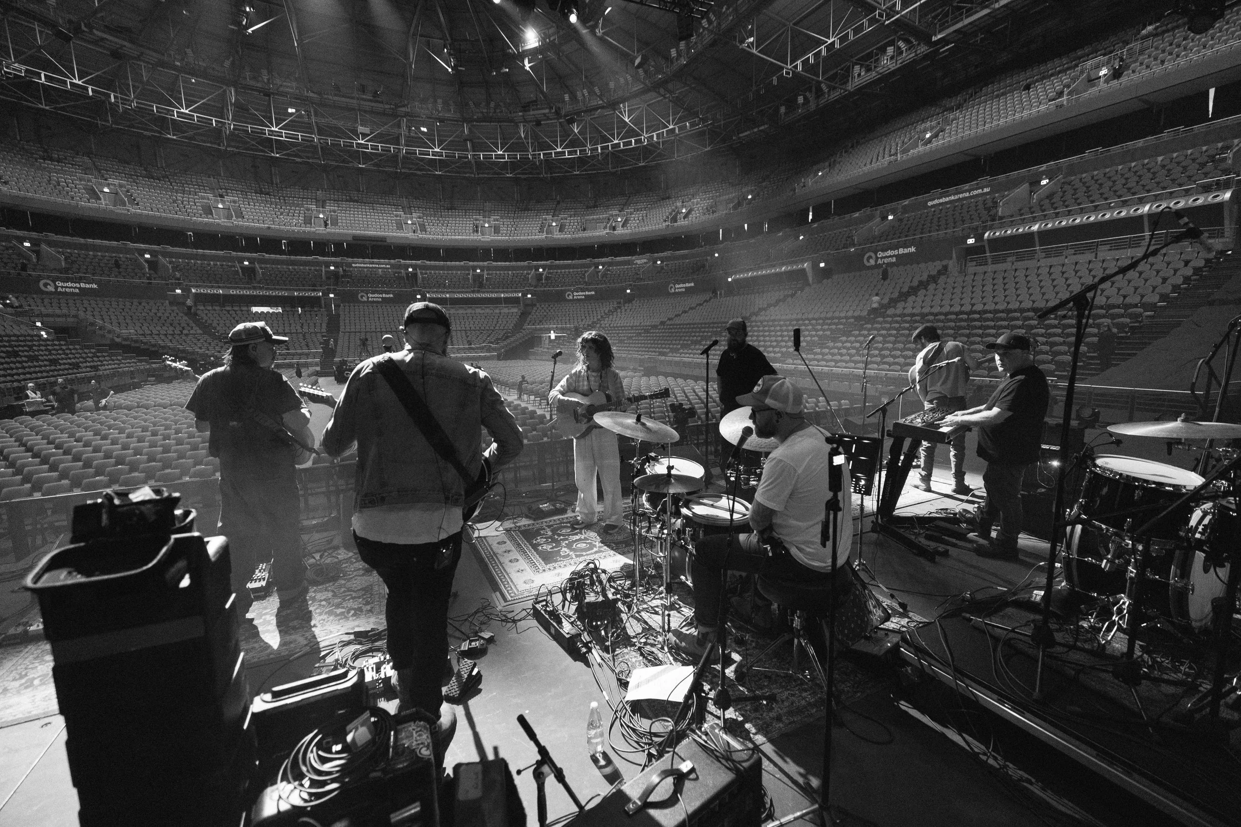 Fanny Lumsden Band sound check at Qudos Bank Arena