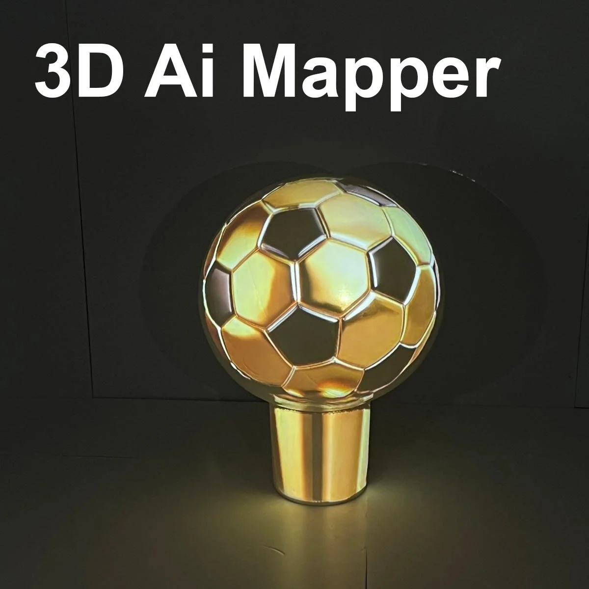 3D Ai Mapping display of a golden football