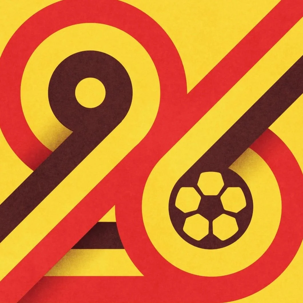 Illustration of a percentage symbol with a black circle dot and a black circle with hexagon shapes inside on a red and yellow background.