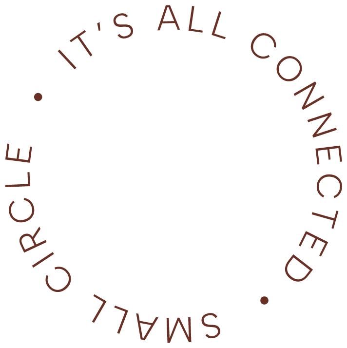 The brandmark of Small Circle: a circle with the text "It's all connected" and "Small Circle".
