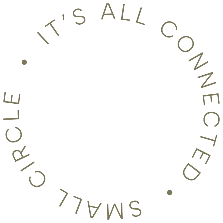 The brandmark of Small Circle: a circle with the text "It's all connected" and "Small Circle".
