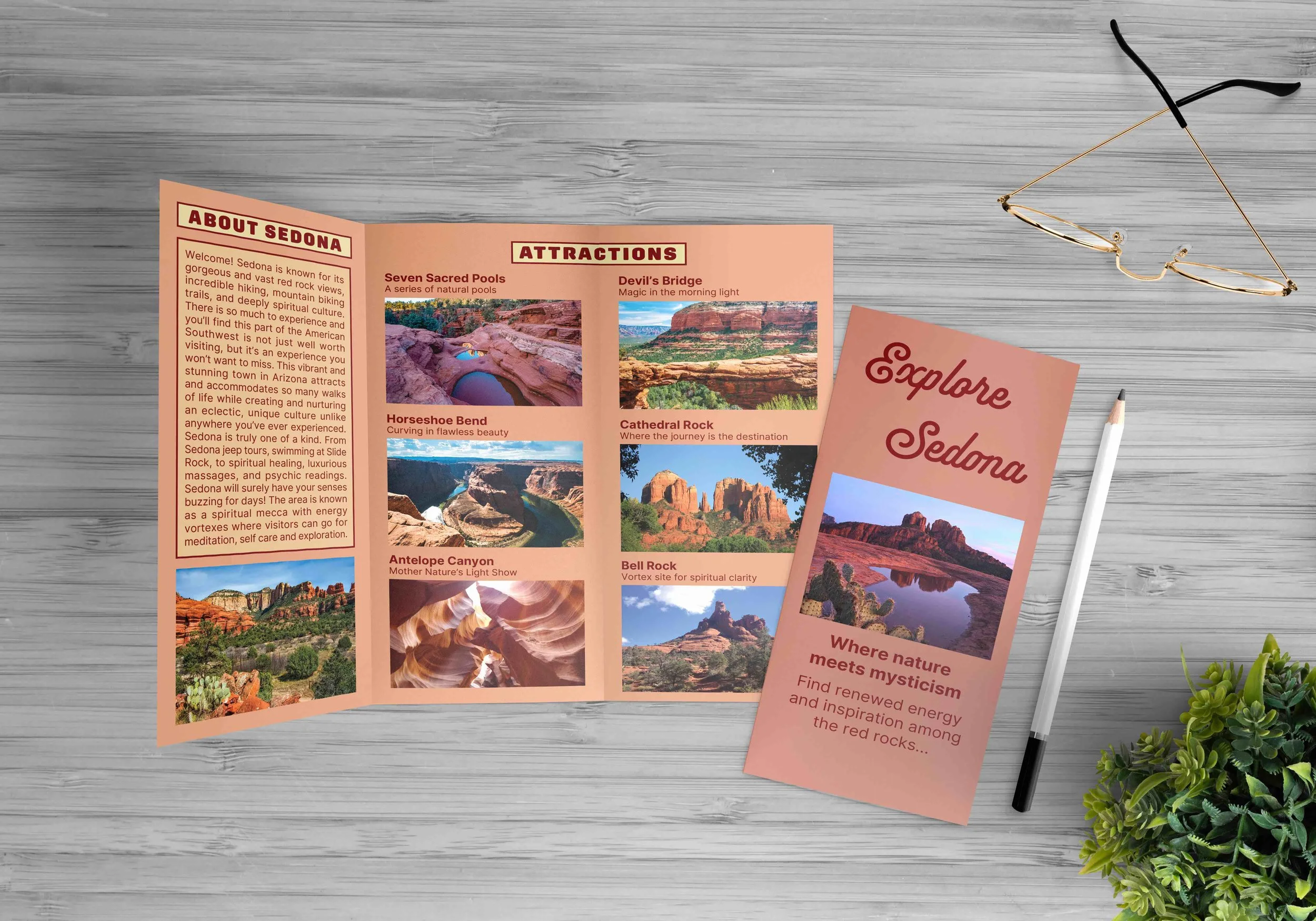 Shamik Bilgi travel brochure design for Sedona, Arizona