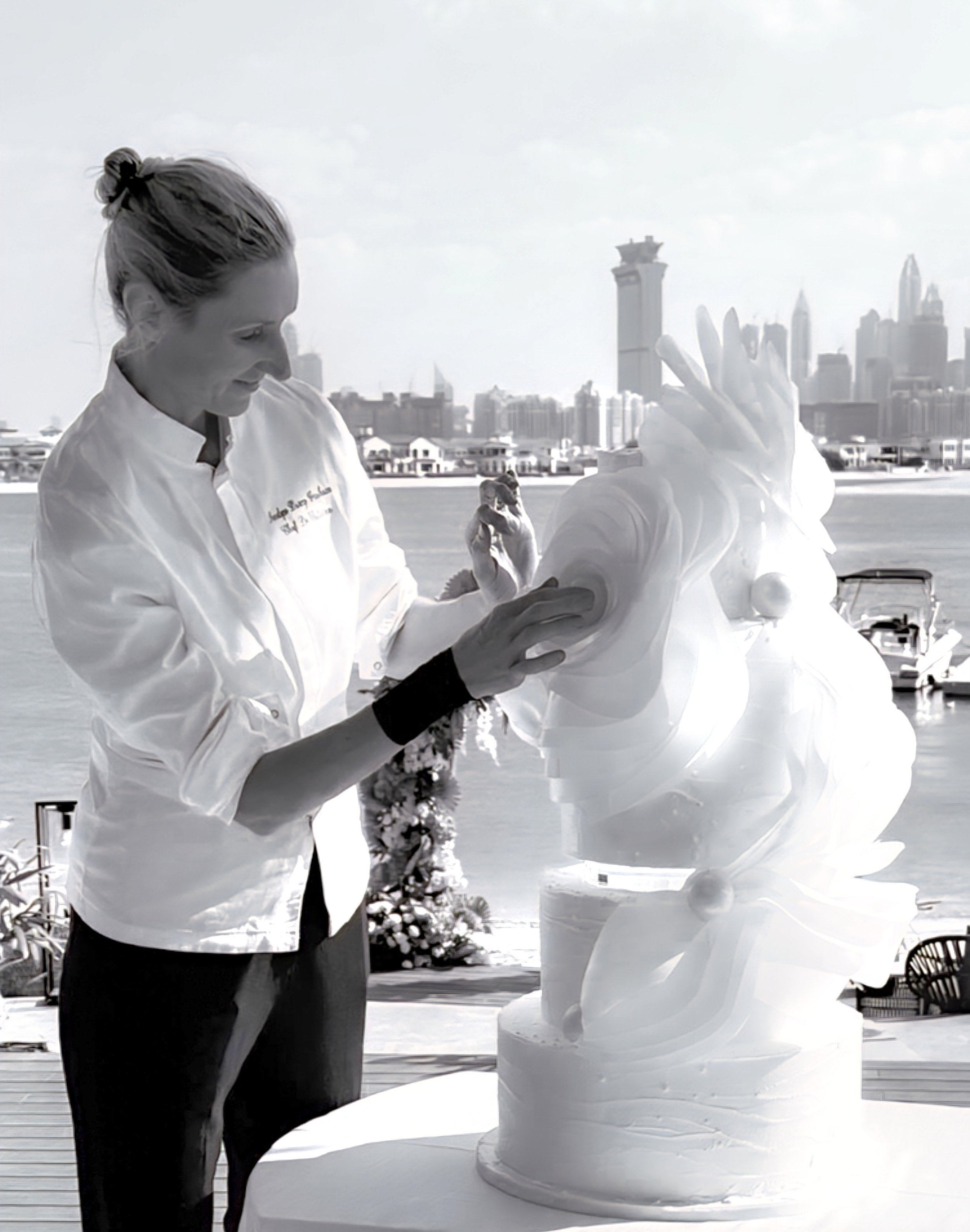 Cake artist Penelope d’Arcy Graham working on a cake in Dubai.