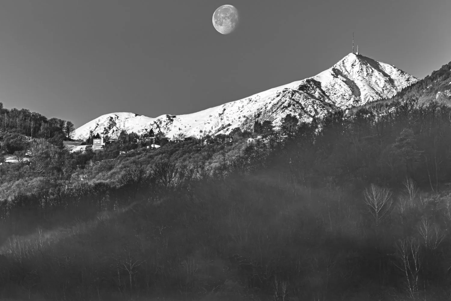 Sister moon above Mt. Lema, Switzerland 