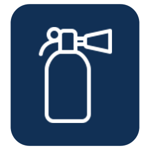 Icon of a fire extinguisher on a dark blue background