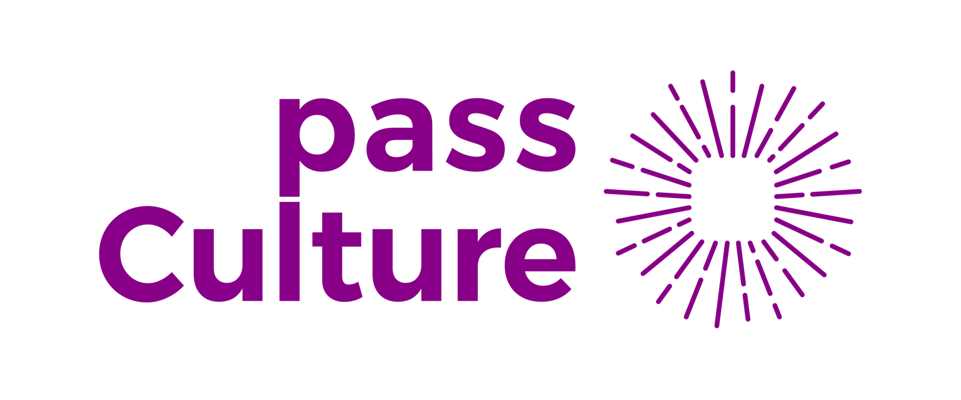 Logo avec le texte 'Passe Culture' en violet et un motif de cercle d'étoiles ou rayons violets à côté.