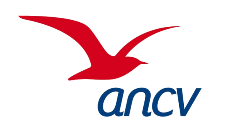 Le logo de l'ANCV avec un oiseau rouge stylisé au-dessus du texte.