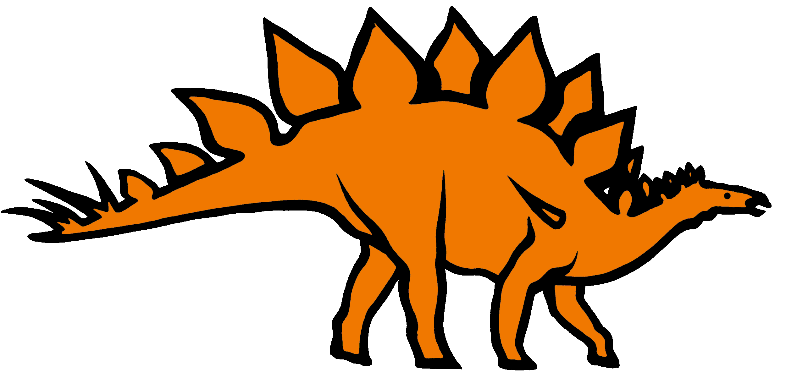 Illustration d'un dinosaure herbivore orange avec une grande crête sur le dos et une longue queue, vu de profil.