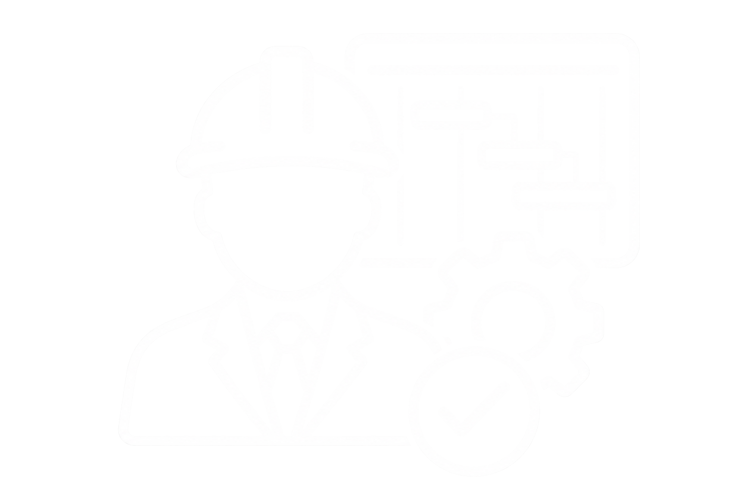 Ein Techniker in Schutzkleidung arbeitet mit einem komplexen mechanischen System, vermutlich in einer Fabrik oder einem Kontrollraum.