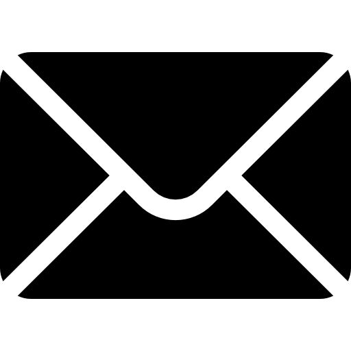 black and white illustration of a mail envelope.