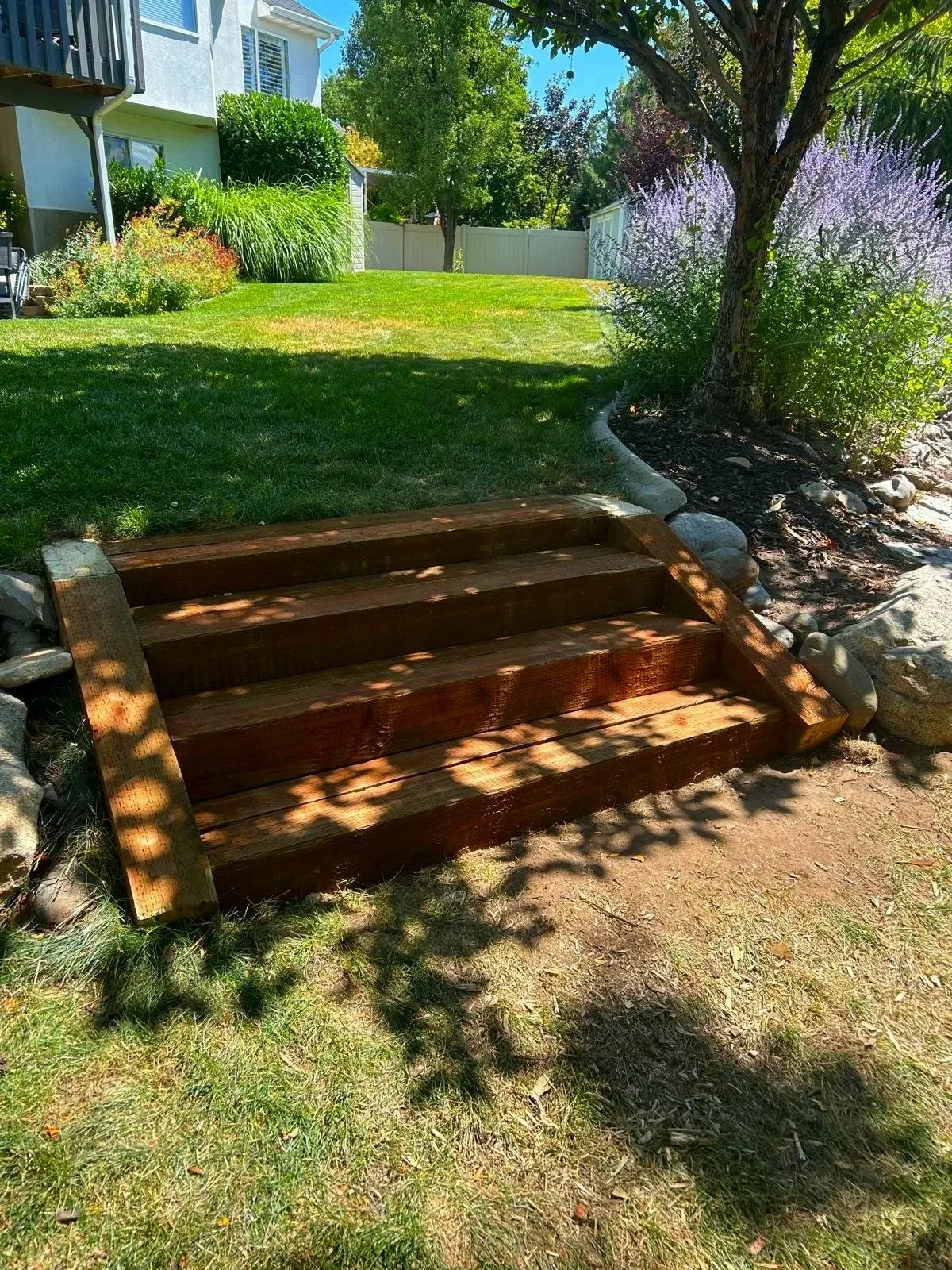 Timber Stair and Wood Tie Installation in Salt Lake Valley