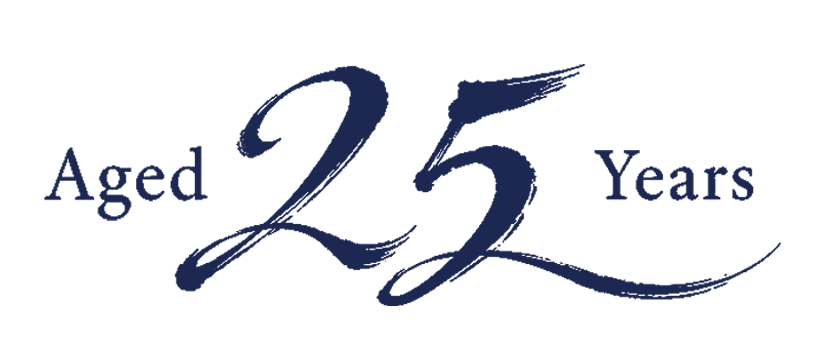 Text that reads "Aged 25 Years" in a stylized font.