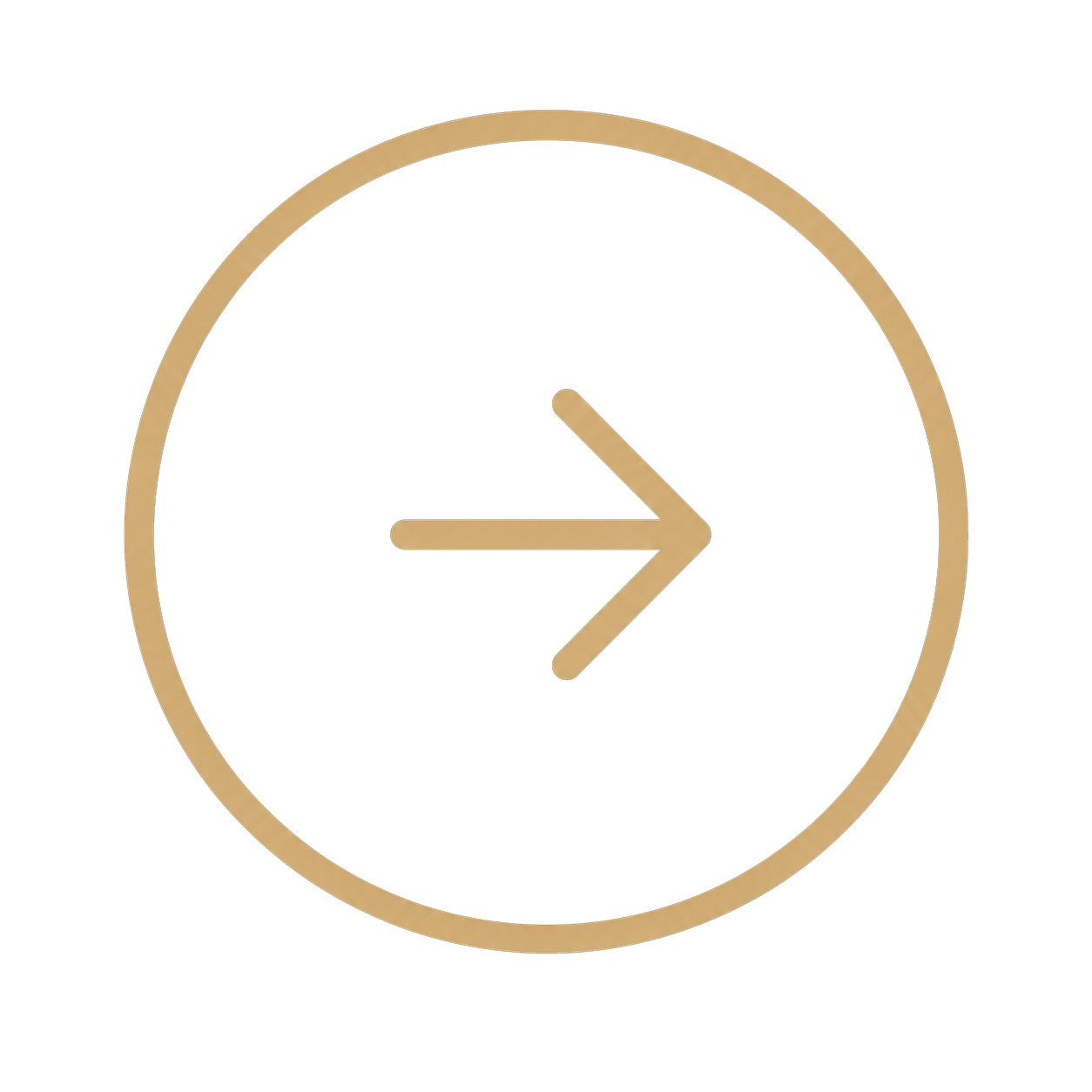 Gold-colored circle with a right-pointing arrow in the center on a black background.