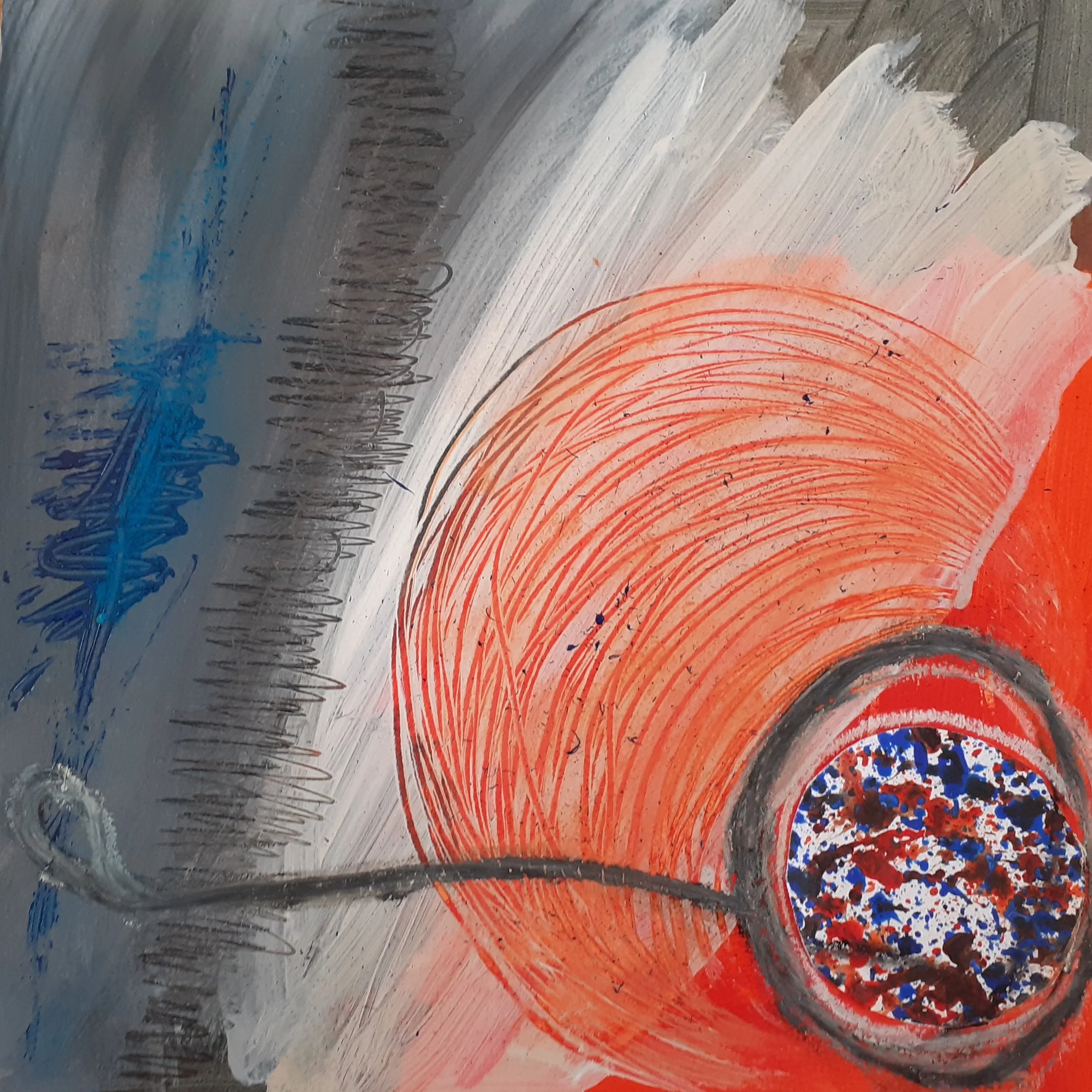 Let me go, 2020, acrylic, pastel, charcoal and collage on paper