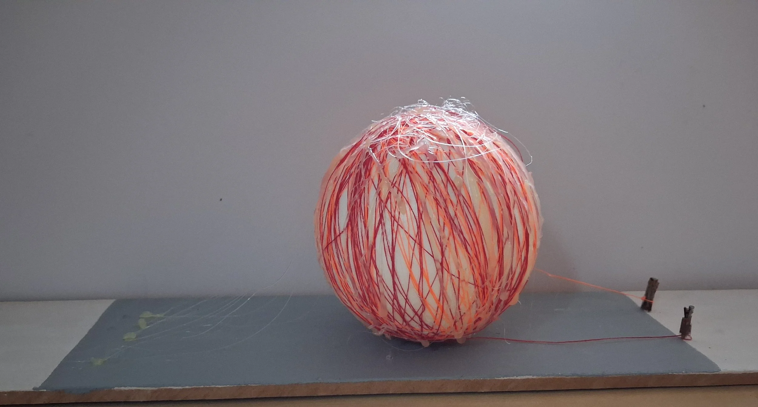 Let me out, 2026, polystyrene, thread, hot glue, nails 