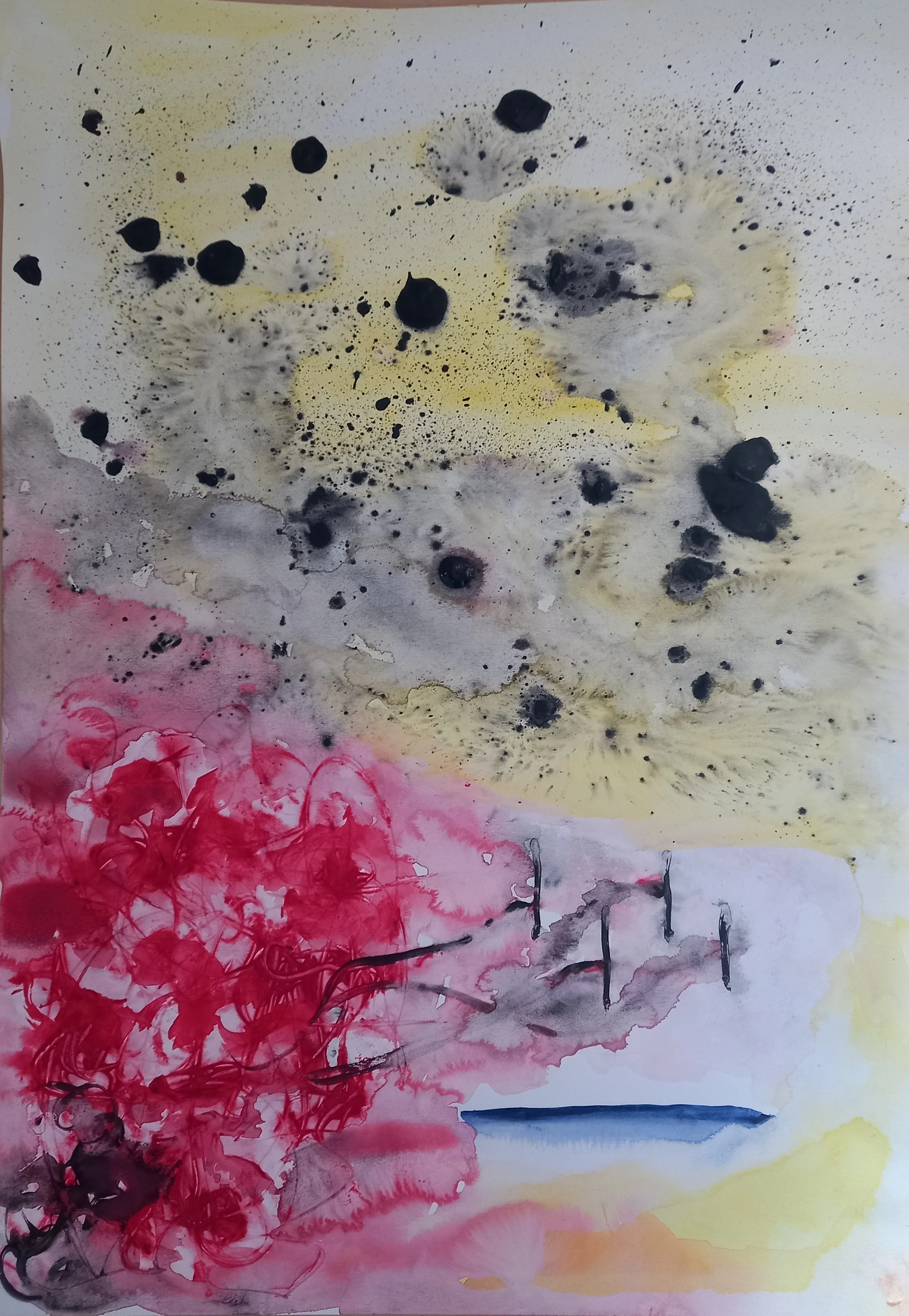 Untitled, 2024, watercolour, acrylic, ink and charcoal on paper 