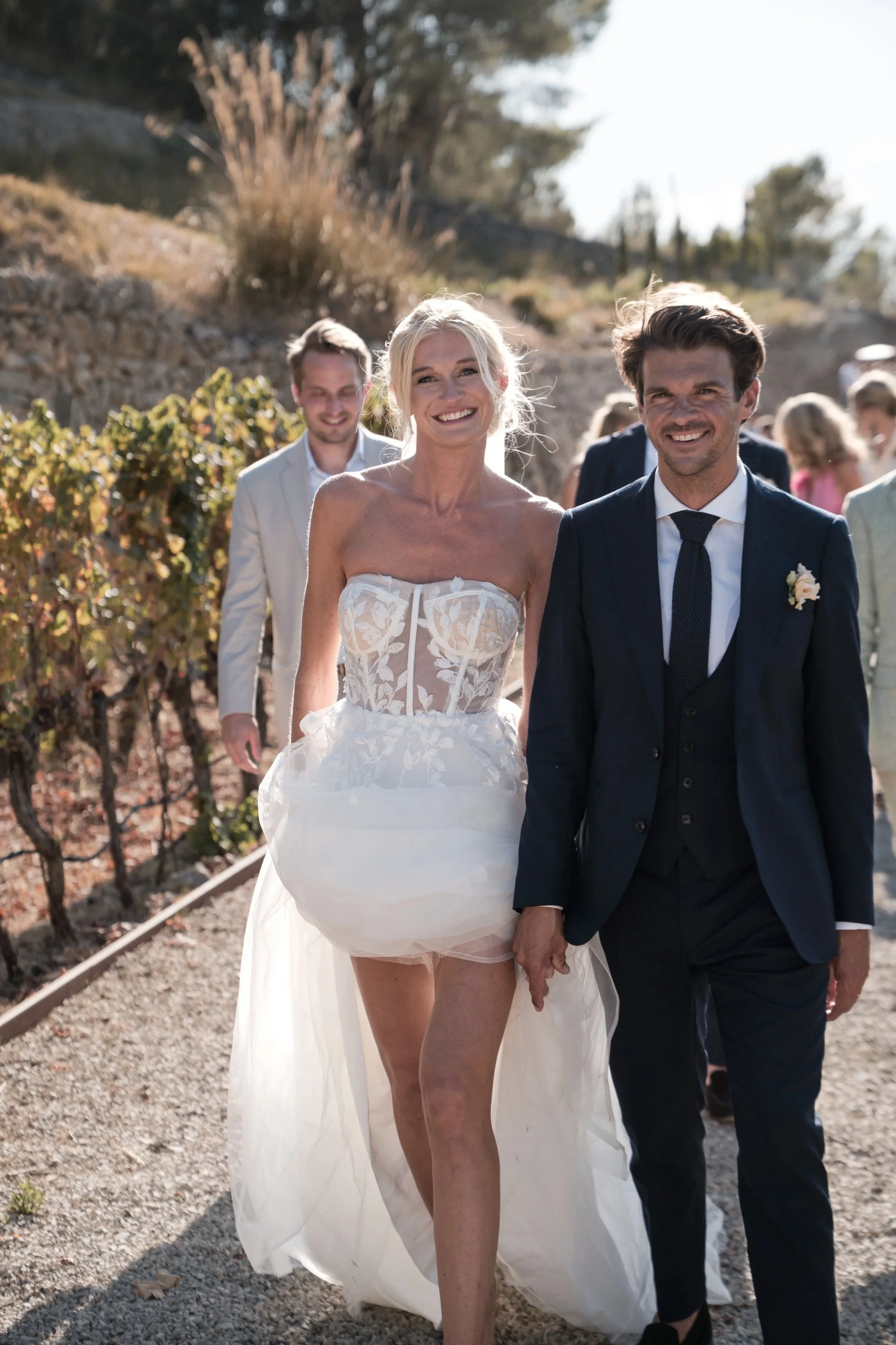 Newlyweds portrait at vineyard wedding Mallorca – editorial photography