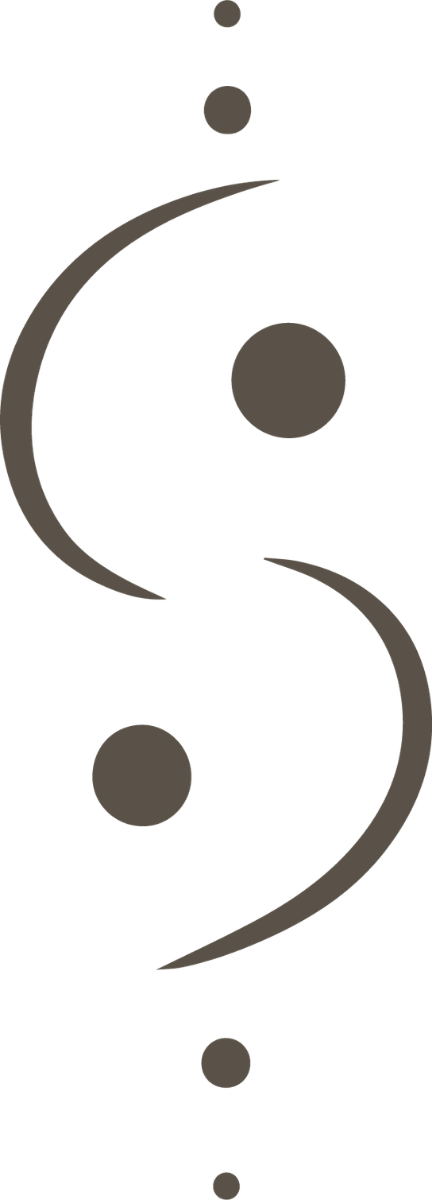 Minimalist wellness logo featuring an abstract flowing symbol with balanced curves and dots, representing somatic awareness, nervous system regulation, and integrative body health.