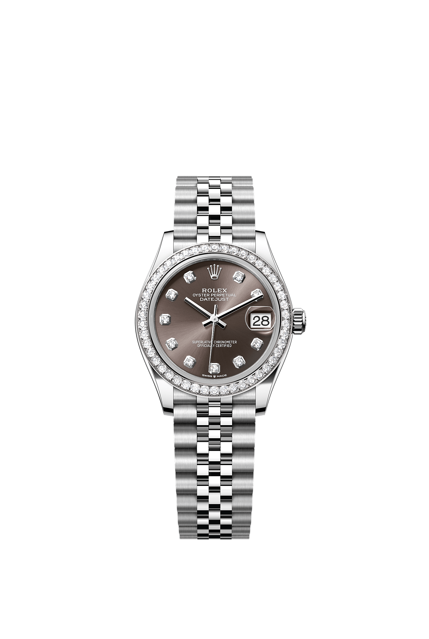 ROLEX LADY-DATEJUST 31MM DARK GREY DIAMOND DIAL DIAMOND BEZEL JUBILEE BRACELET 278384RBR
