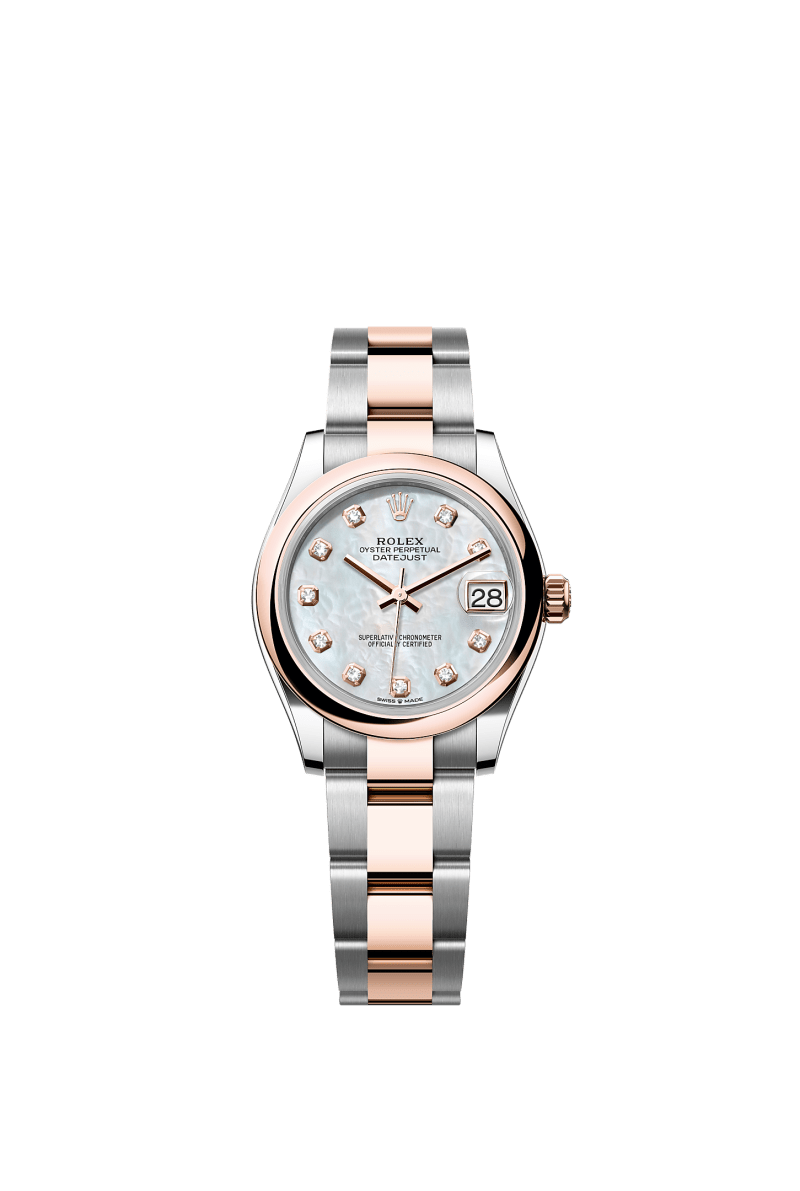ROLEX LADY-DATEJUST 31MM TWO-TONE EVEROSE GOLD MOTHER OF PEARL DIAMOND DIAL DOMED BEZEL OYSTER BRACELET 278241
