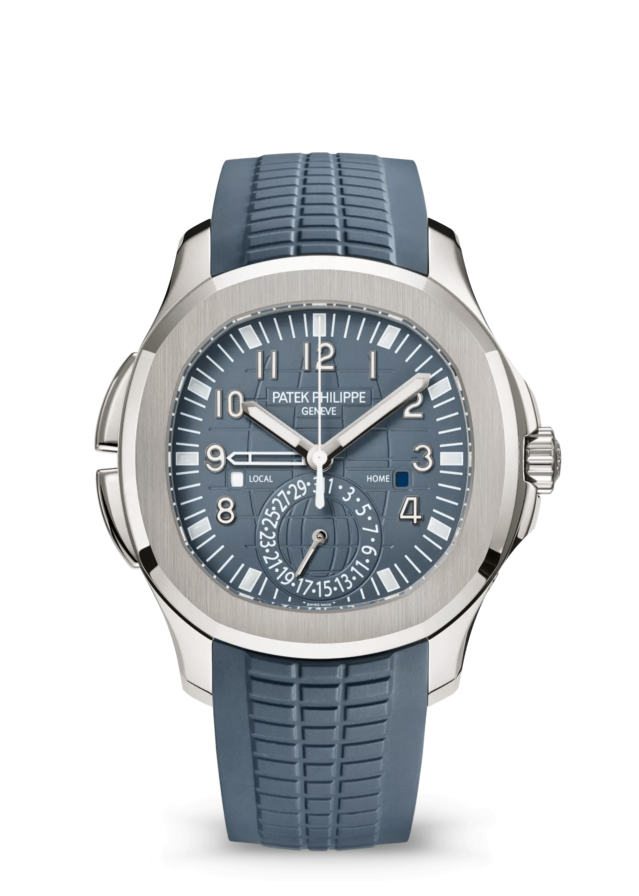 PATEK PHILIPPE AQUANAUT TRAVEL TIME 40.8MM WHITE GOLD BLUE-GRAY DIAL - 5164G-001