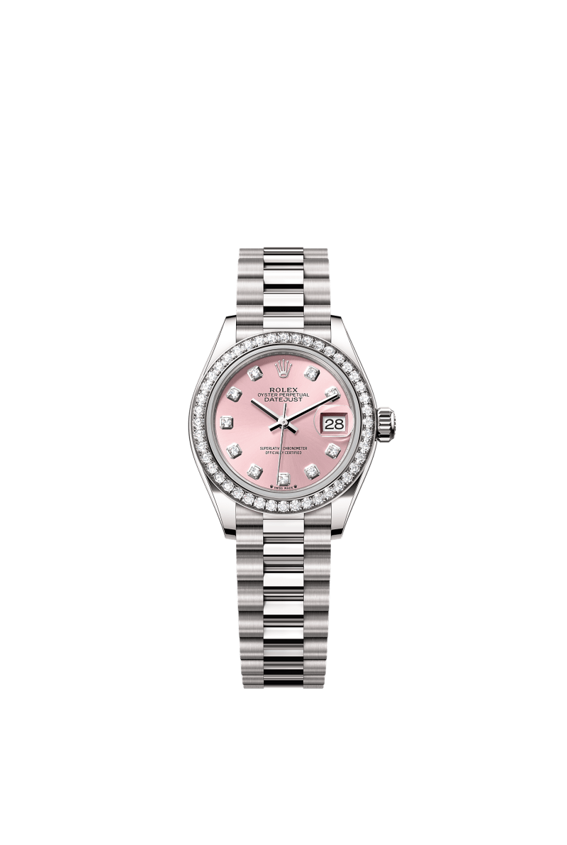 ROLEX LADY-DATEJUST 28MM WHITE GOLD PINK DIAMOND DIAL DIAMOND-SET BEZEL PRESIDENT BRACELET 279139RBR