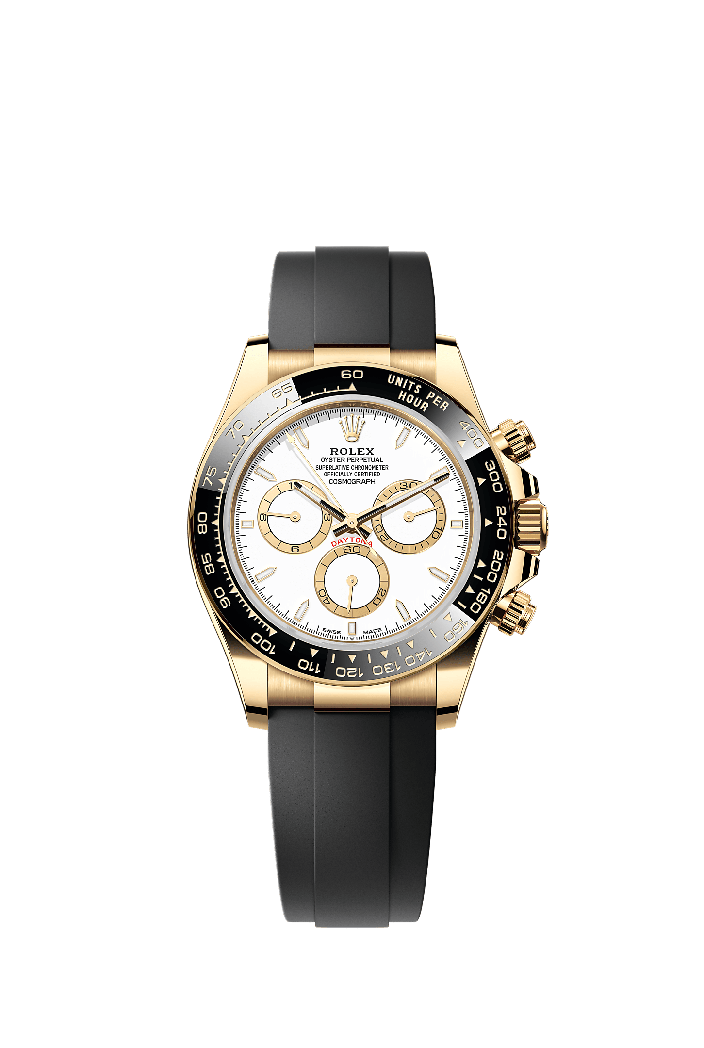 ROLEX COSMOGRAPH DAYTONA 40MM YELLOW GOLD WHITE DIAL BLACK CERAMIC BEZEL OYSTERFLEX 126518LN – NEW 2025 / 2026