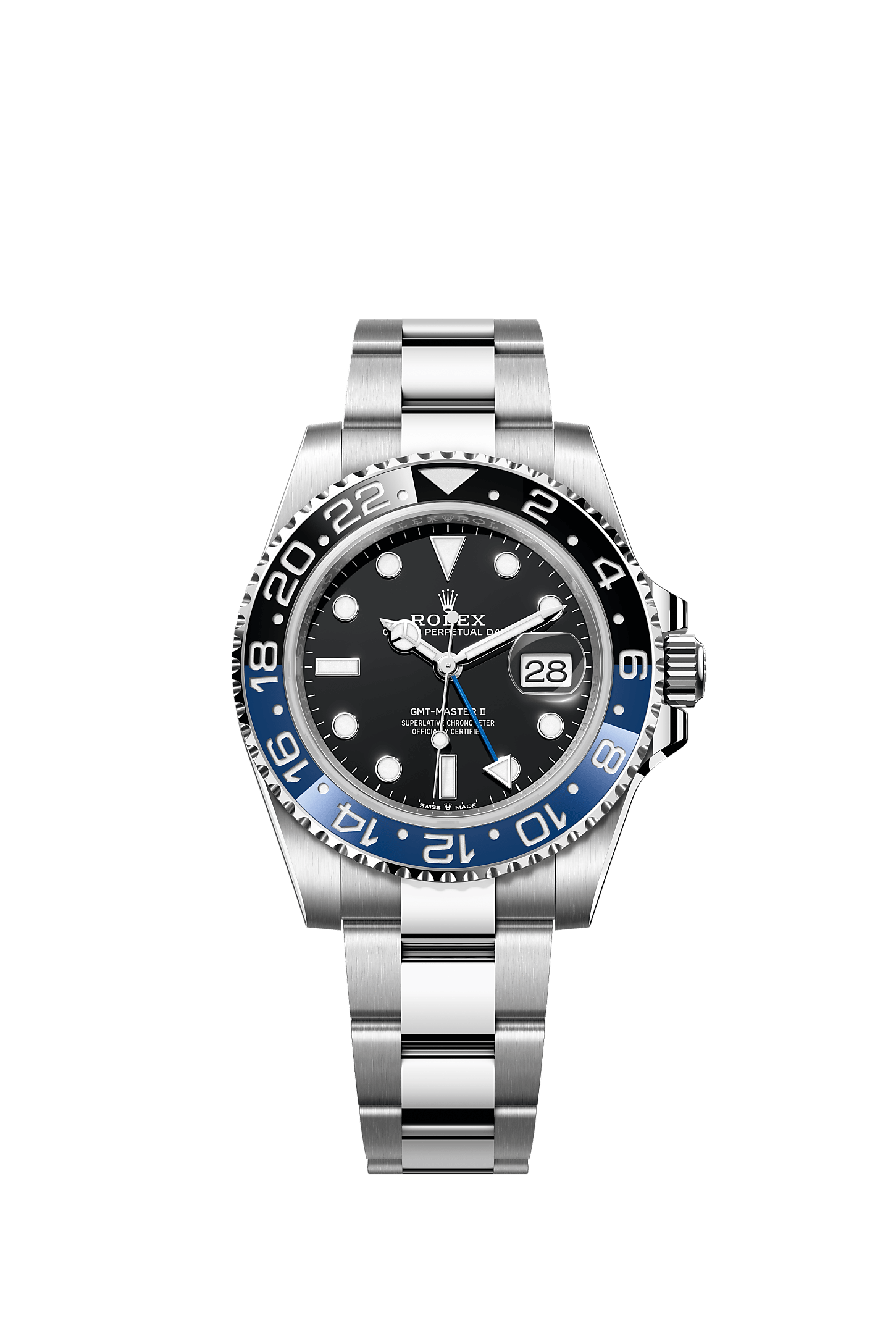 ROLEX GMT-MASTER II "BATMAN" 40MM BLACK DIAL BLUE AND BLACK BEZEL OYSTER BRACELET 126710BLNR
