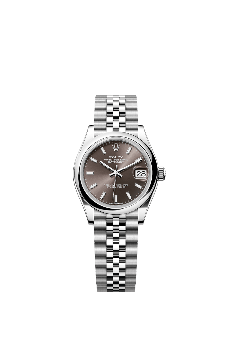 ROLEX LADY-DATEJUST 31MM DARK GREY INDEX DIAL SMOOTH DOMED BEZEL JUBILEE BRACELET 278240