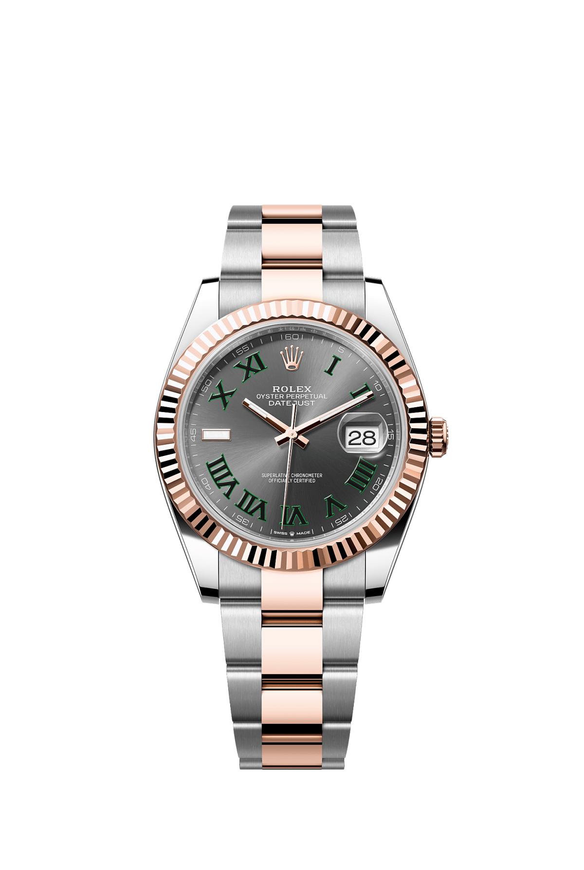 ROLEX DATEJUST 41MM "WIMBLEDON" TWO-TONE EVEROSE GOLD DIAL FLUTED BEZEL OYSTER BRACELET 126331