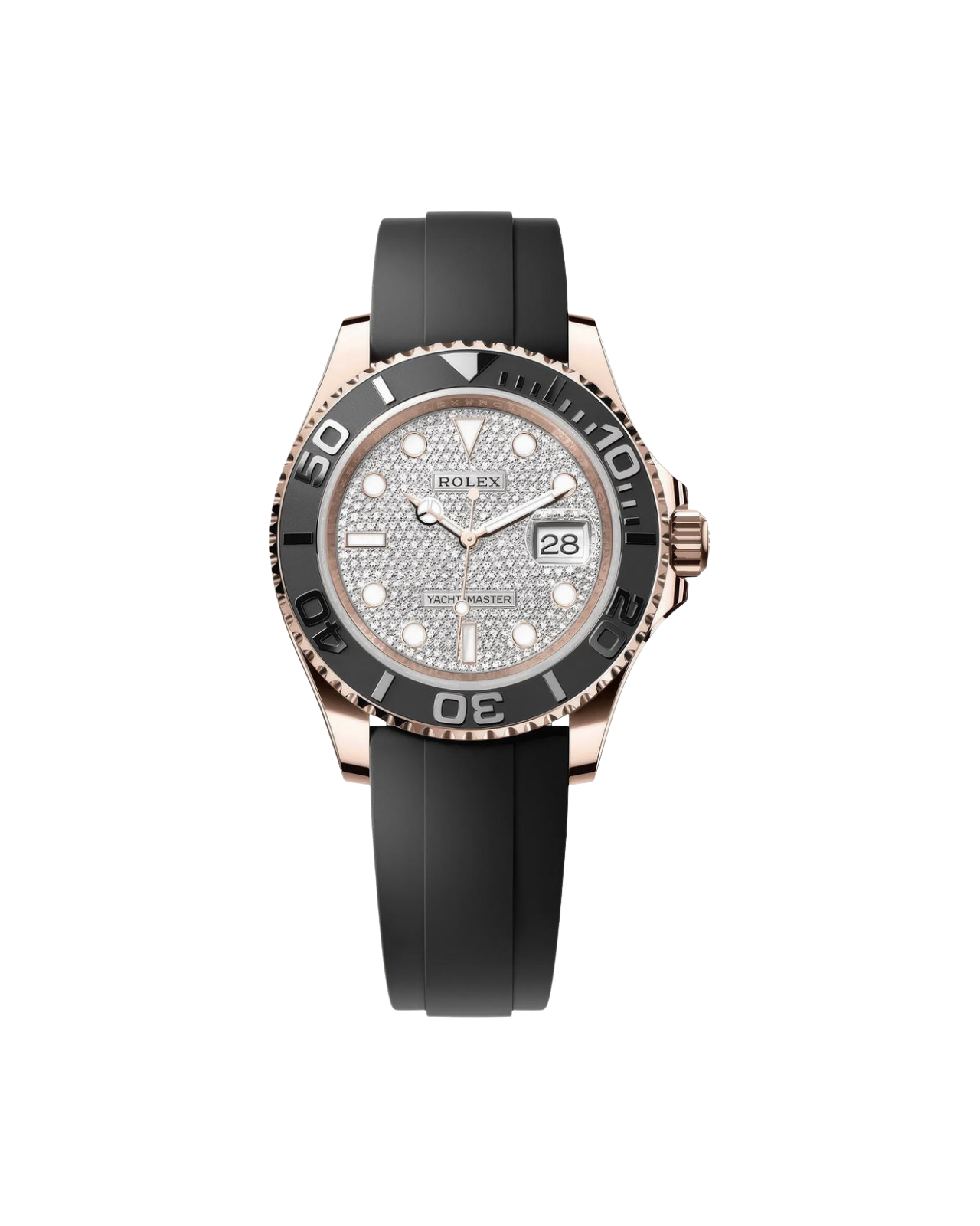 ROLEX YACHT-MASTER 40MM EVEROSE GOLD DIAMOND-PAVÉ DIAL OYSTERFLEX – 126655