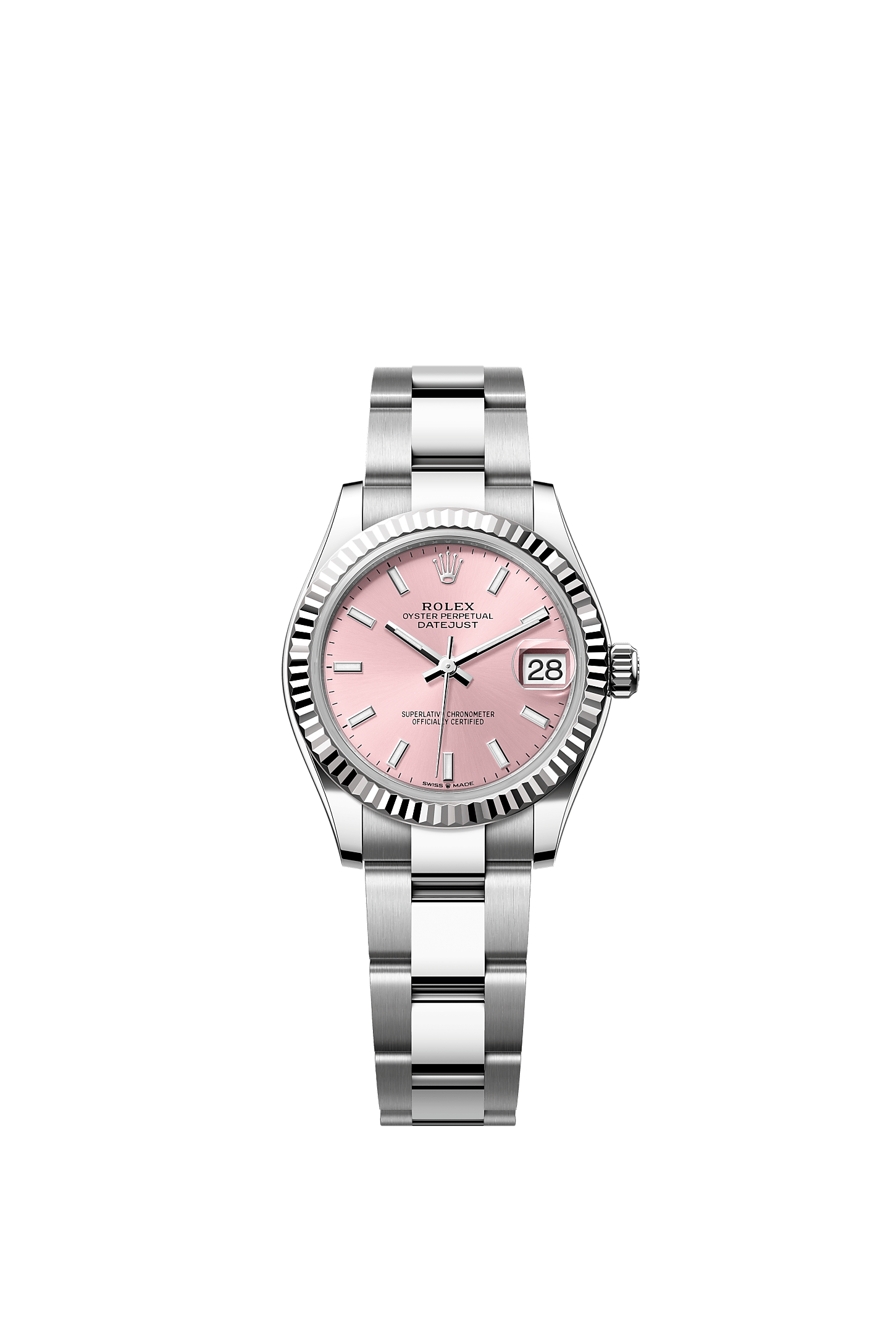 ROLEX LADY-DATEJUST 31MM PINK INDEX DIAL FLUTED BEZEL OYSTER BRACELET 278274