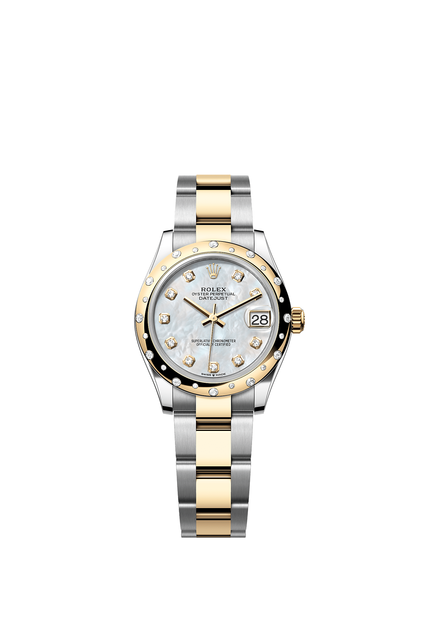 ROLEX LADY-DATEJUST 31MM TWO-TONE YELLOW GOLD MOTHER OF PEARL DIAL DIAMOND DOMED BEZEL OYSTER BRACELET 278343RBR