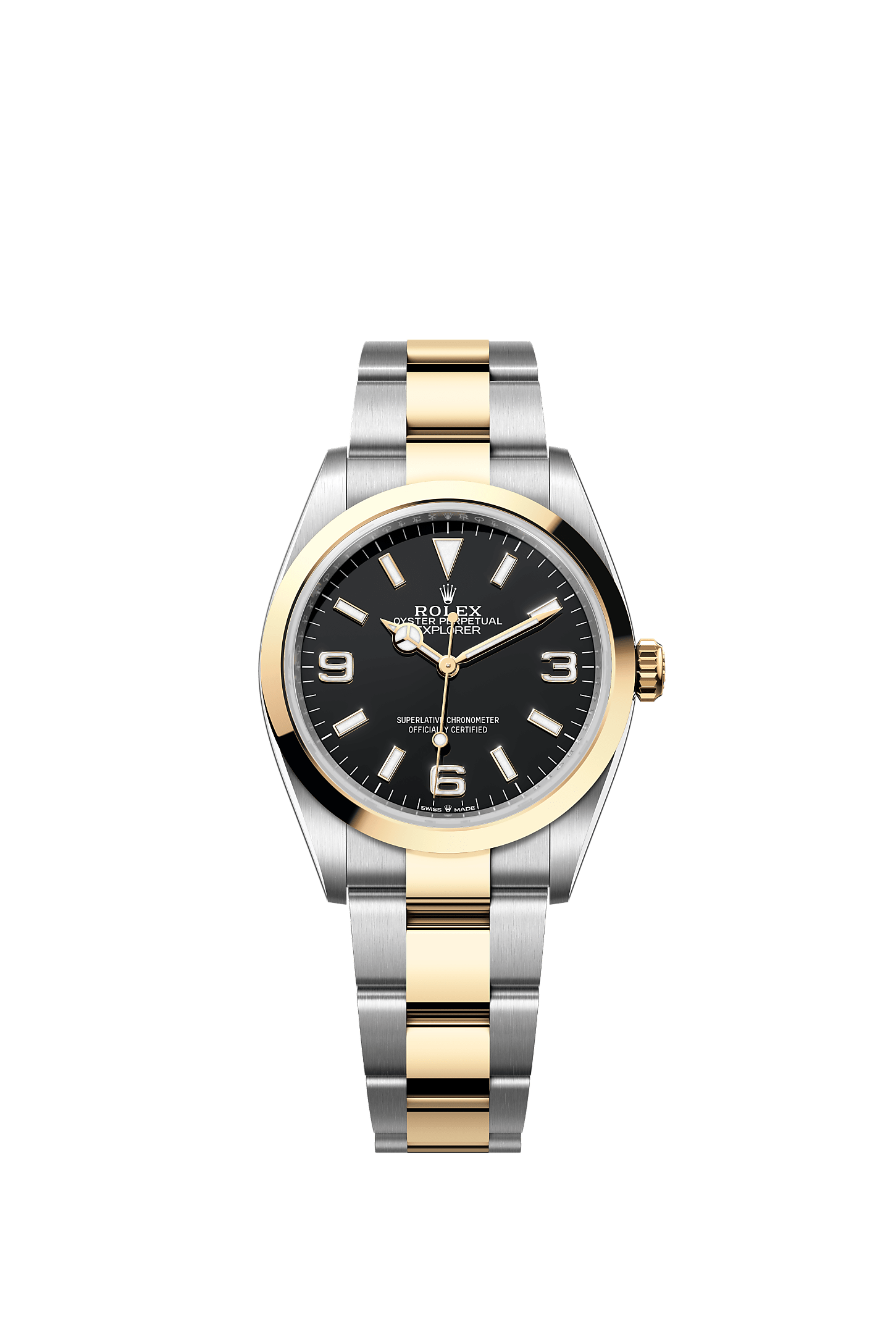 ROLEX EXPLORER 36MM TWO-TONE YELLOW GOLD BLACK DIAL 124273