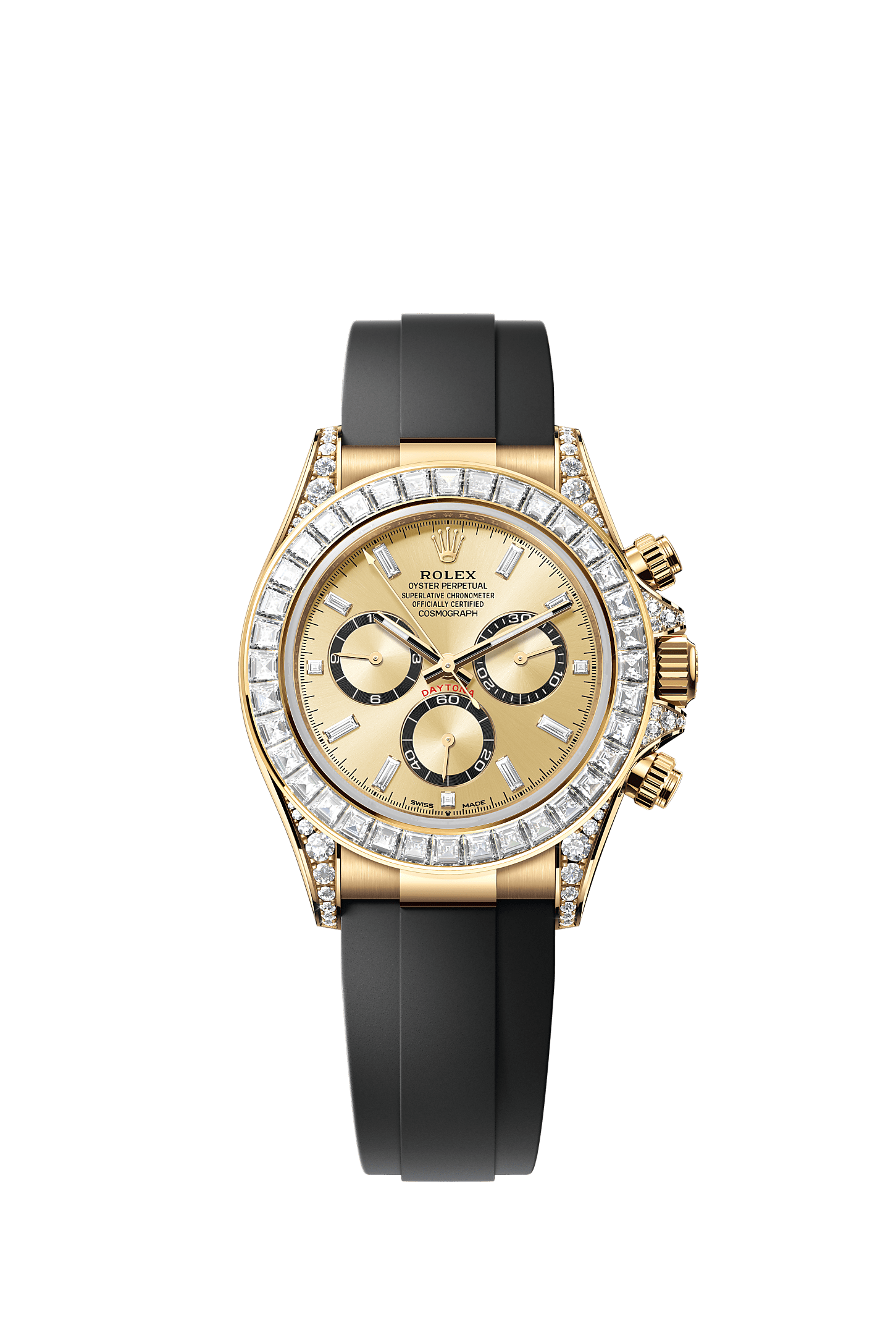 ROLEX COSMOGRAPH DAYTONA 40MM YELLOW GOLD CHAMPAGNE DIAMOND BAGUETTE DIAL DIAMOND BEZEL OYSTERFLEX 126538TBR – NEW 2025 / 2026