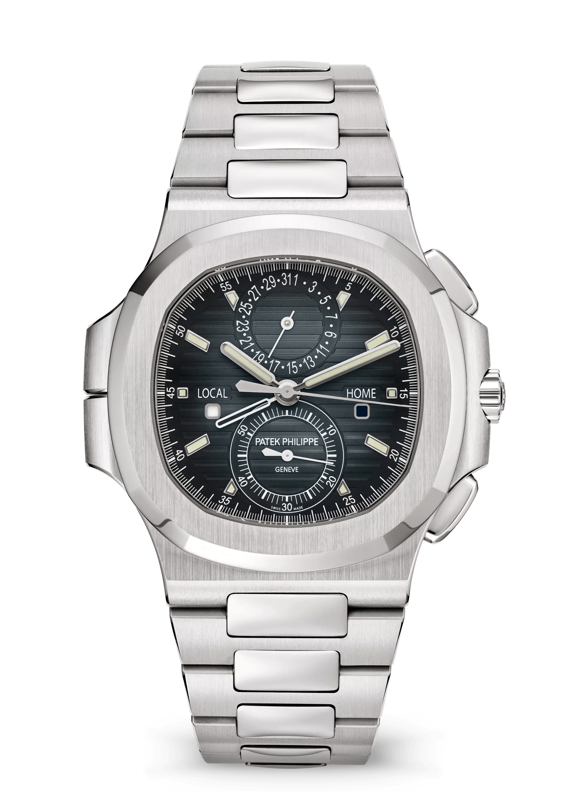 PATEK PHILIPPE NAUTILUS FLYBACK CHRONOGRAPH TRAVEL TIME 40.5MM STAINLESS STEEL BLUE-GRAY DIAL – 5990/1A-011