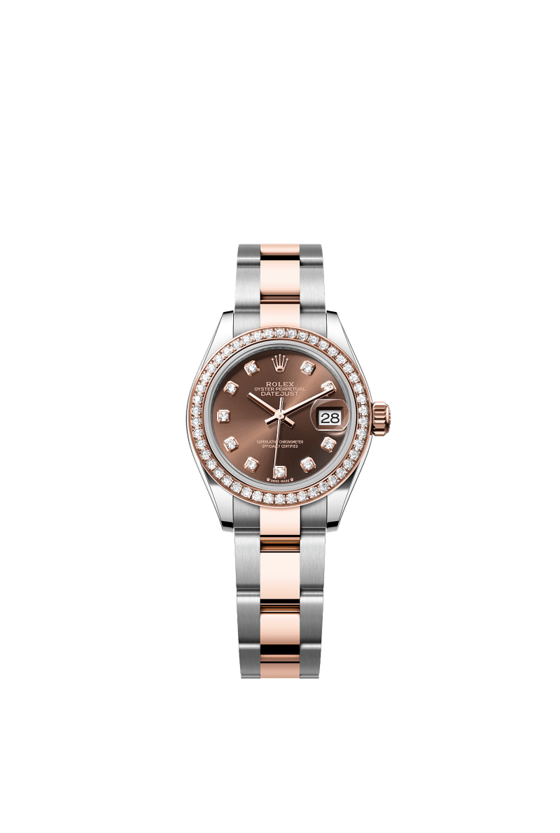 ROLEX LADY-DATEJUST 28MM TWO-TONE EVEROSE GOLD CHOCOLATE DIAMOND DIAL DIAMOND-SET BEZEL OYSTER BRACELET 279381RBR