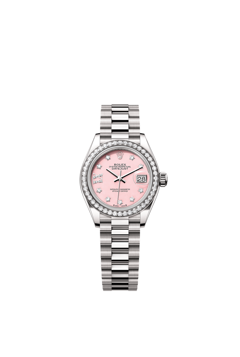 ROLEX LADY-DATEJUST 28MM WHITE GOLD PINK STAR DIAMOND DIAL DIAMOND-SET BEZEL PRESIDENT BRACELET 279139RBR