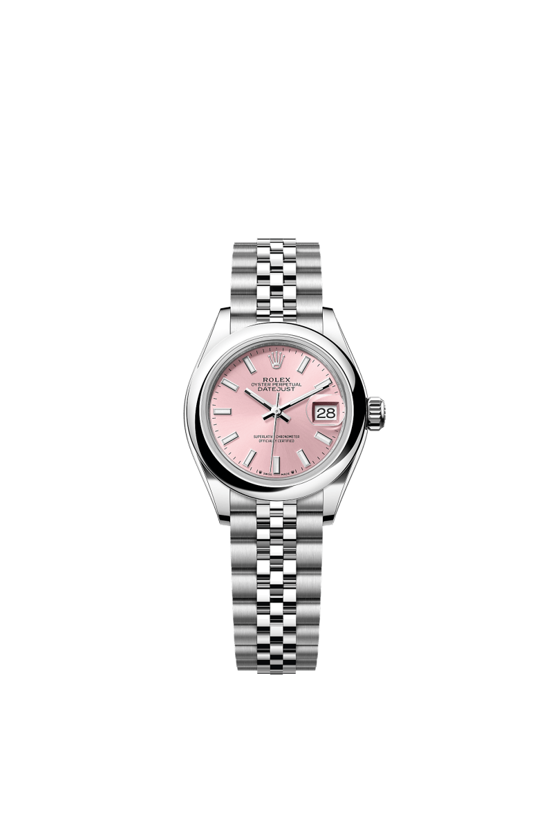 ROLEX LADY-DATEJUST 28MM PINK INDEX DIAL DOMED BEZEL JUBILEE BRACELET 279160