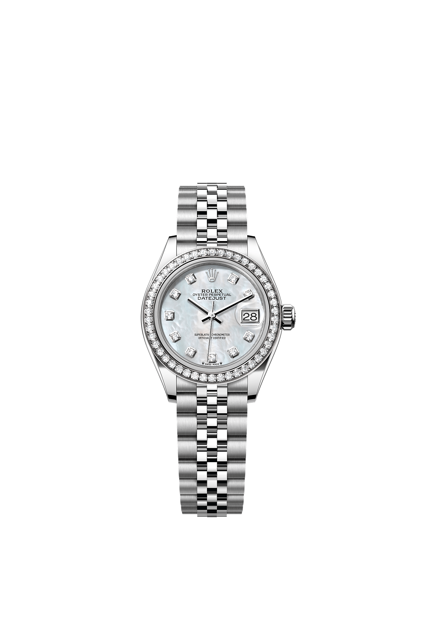 ROLEX LADY-DATEJUST 28MM MOTHER OF PEARL DIAMOND DIAL DIAMOND-SET BEZEL JUBILEE BRACELET 279384RBR