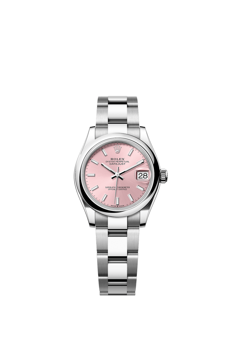 ROLEX LADY-DATEJUST 31MM PINK INDEX DIAL SMOOTH DOMED BEZEL OYSTER BRACELET 278240