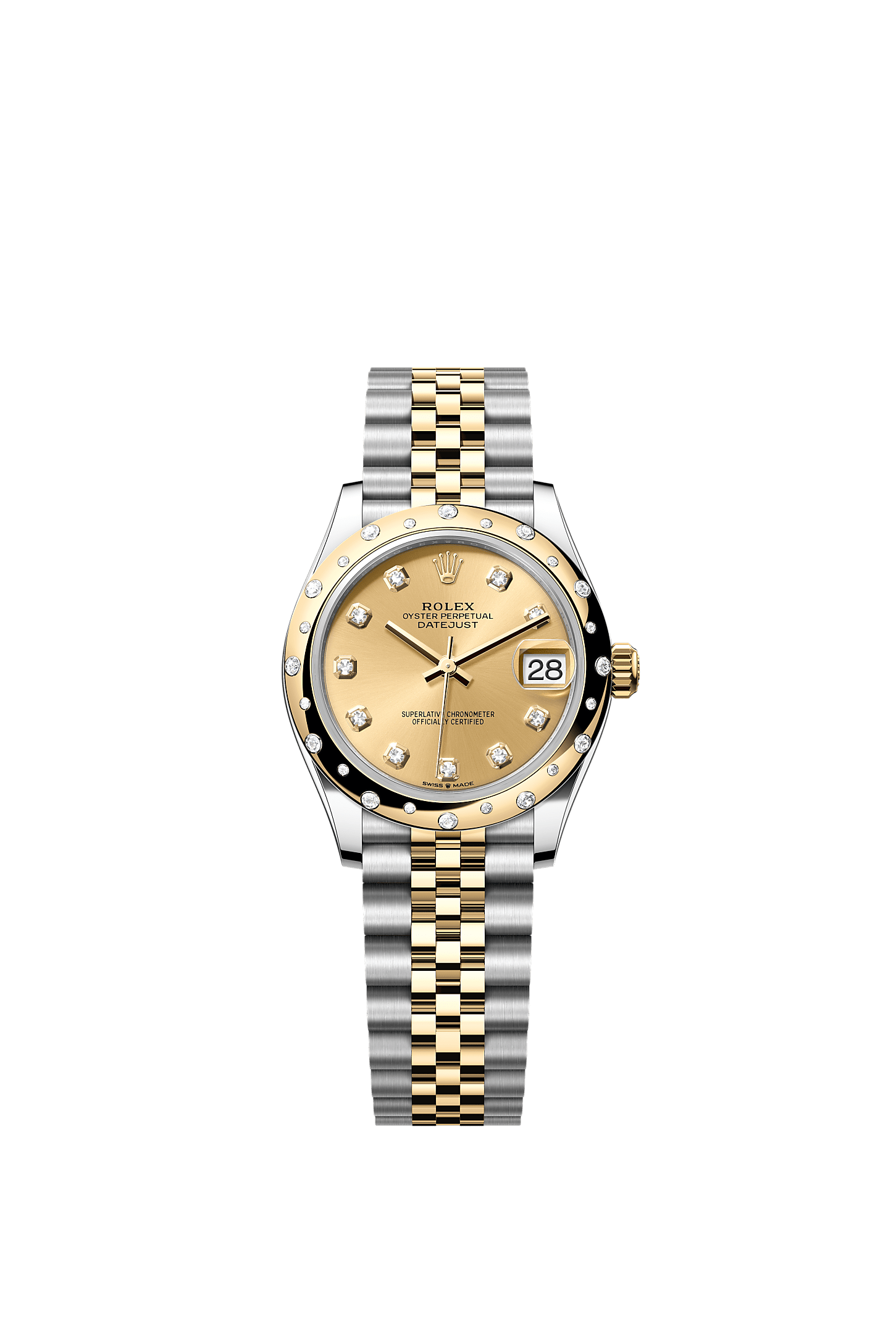 ROLEX LADY-DATEJUST 31MM TWO-TONE YELLOW GOLD CHAMPAGNE DIAL DIAMOND DOMED BEZEL JUBILEE BRACELET 278343RBR
