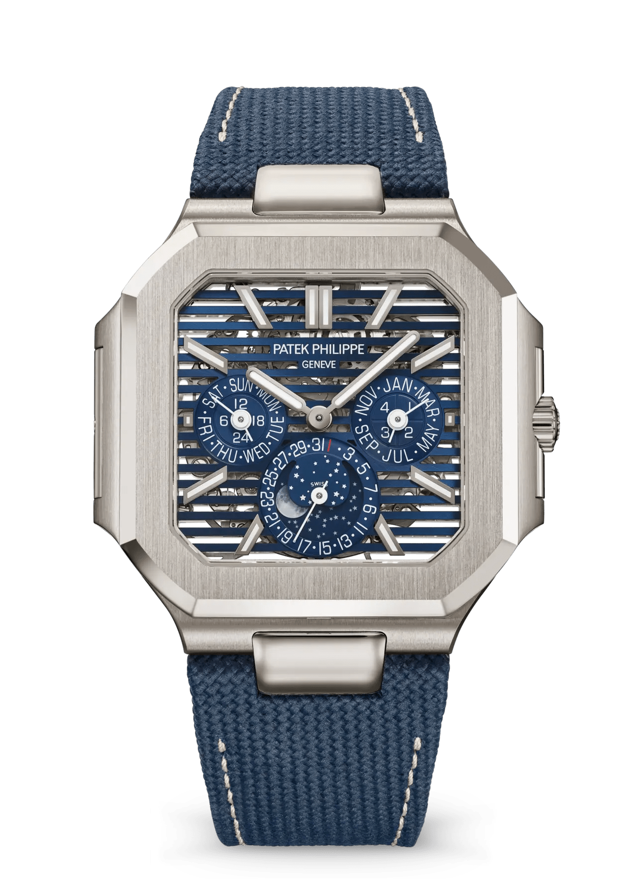 PATEK PHILIPPE CUBITUS PERPETUAL CALENDAR SKELETON 45MM PLATINUM BLUE OPENWORKED DIAL – 5840P-001