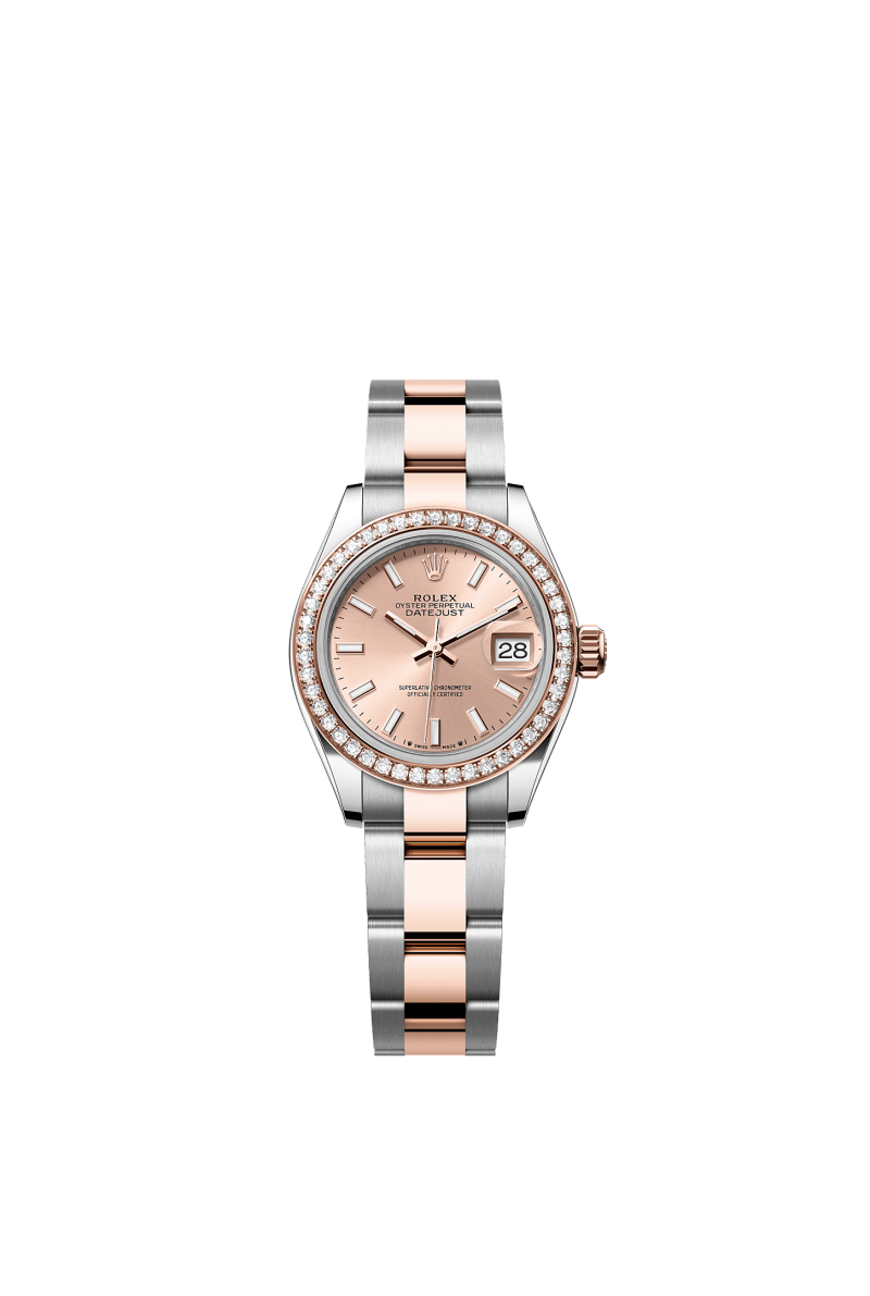 ROLEX LADY-DATEJUST 28MM TWO-TONE EVEROSE GOLD ROSE INDEX DIAL DIAMOND-SET BEZEL OYSTER BRACELET 279381RBR