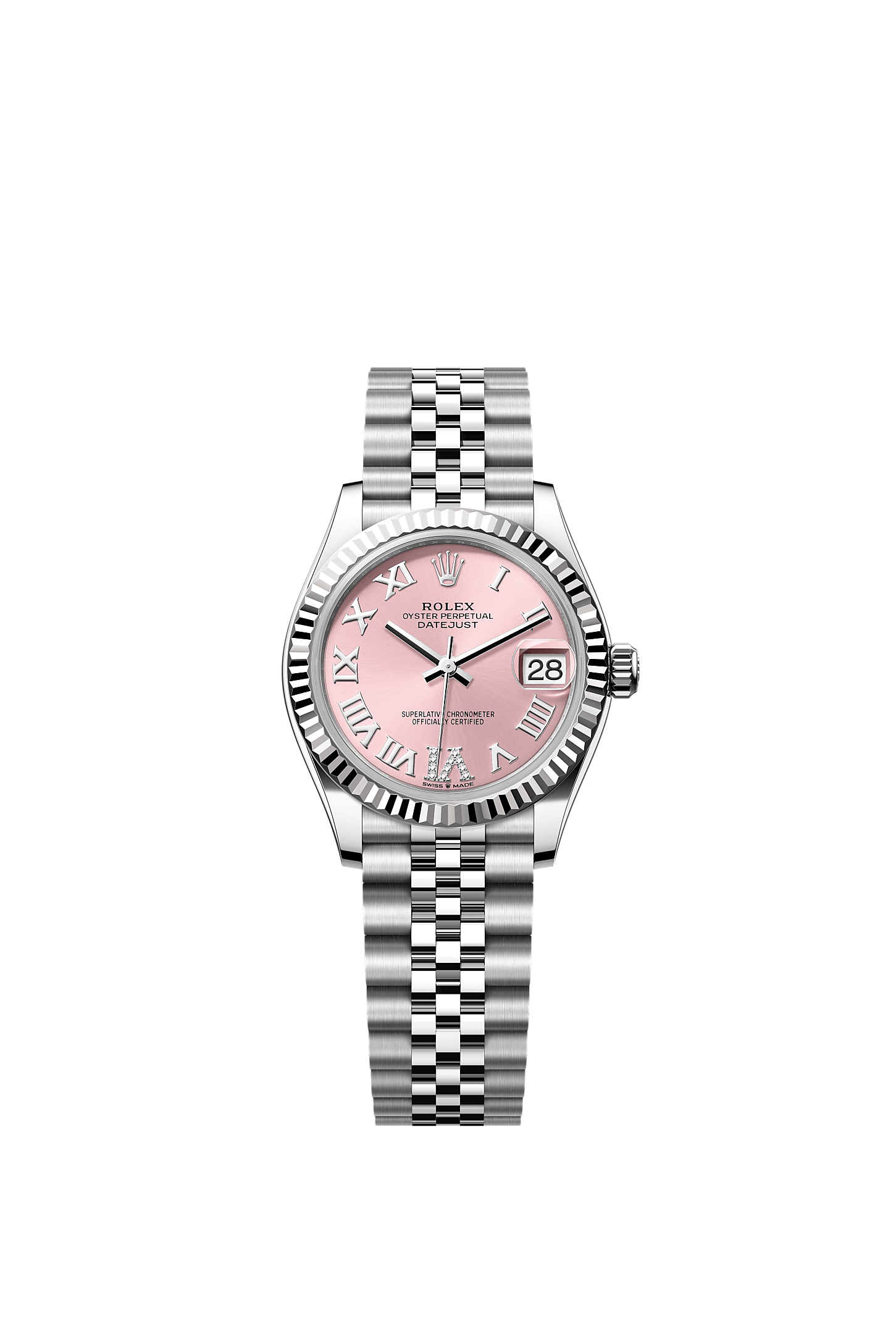 ROLEX LADY-DATEJUST 31MM PINK DIAMOND DIAL FLUTED BEZEL JUBILEE BRACELET 278274
