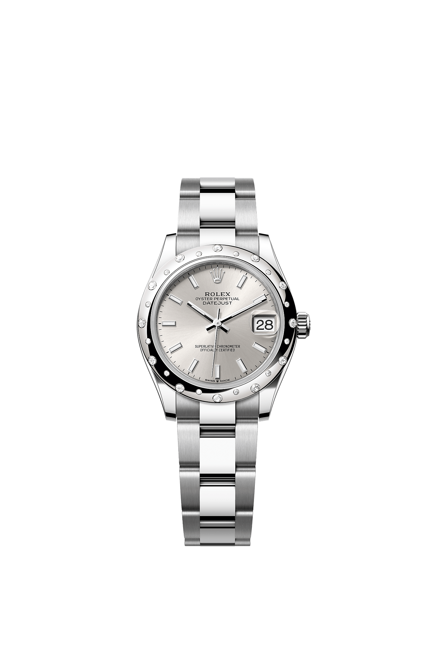 ROLEX LADY-DATEJUST 31MM SILVER INDEX DIAL DIAMOND-SET SMOOTH DOMED BEZEL OYSTER BRACELET 278344RBR