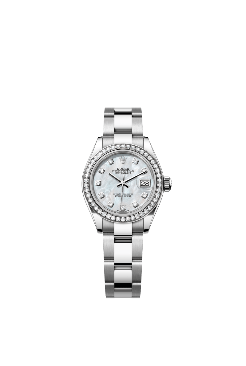 ROLEX LADY-DATEJUST 28MM MOTHER OF PEARL DIAMOND DIAL DIAMOND-SET BEZEL OYSTER BRACELET 279384RBR
