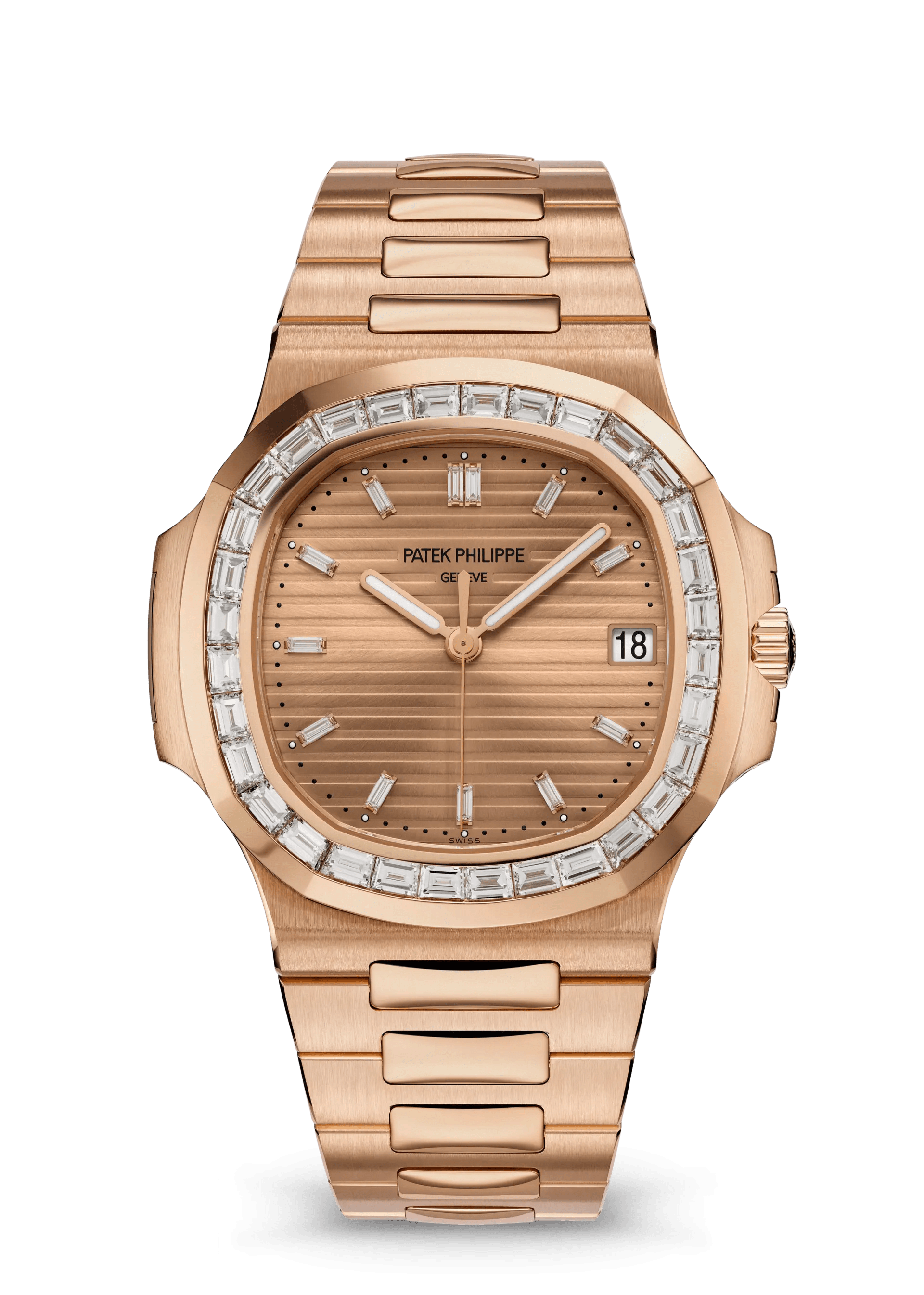 PATEK PHILIPPE NAUTILUS JOAILLERIE 40MM ROSE GOLD ROSE-GILT DIAL DIAMOND BEZEL – 5723/1R-001