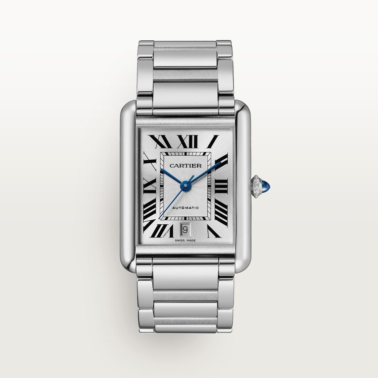 CARTIER TANK MUST STEEL SILVERED FLINQUÉ DIAL STEEL BRACELET AUTOMATIC WSTA0053